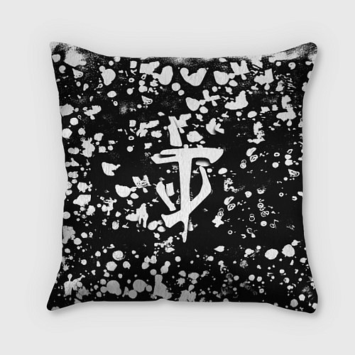 Подушка квадратная Дум белые брызги красок / 3D-принт – фото 1