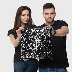 Подушка квадратная Дум белые брызги красок, цвет: 3D-принт — фото 2