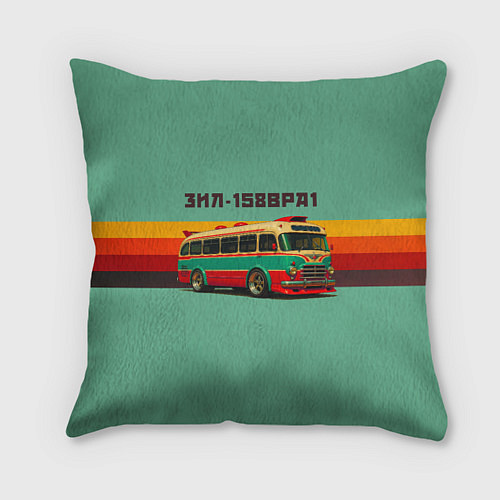Подушка квадратная Ретро автобус ЗИЛ 158ВРА1 поп-арт / 3D-принт – фото 1
