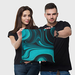 Подушка квадратная Мраморный малахитовый узор из изумрудных разводов, цвет: 3D-принт — фото 2