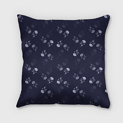 Подушка квадратная Цветочный узор синий
