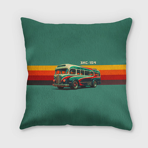 Подушка квадратная Ретро автобус ЗИС-154 поп-арт / 3D-принт – фото 1