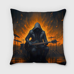 Подушка квадратная Гитарист играющий в пламени