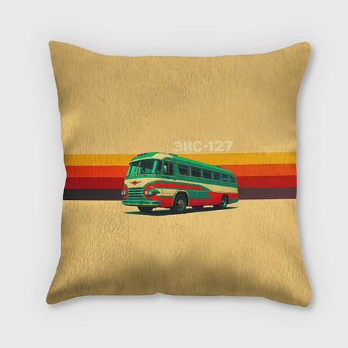 Подушка квадратная Ретро автобус ЗИС-127 поп-арт / 3D-принт – фото 1