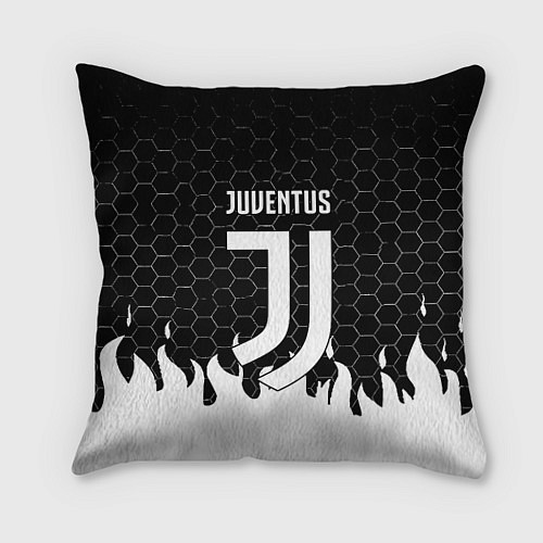 Подушка квадратная Juventus соты огонь / 3D-принт – фото 1