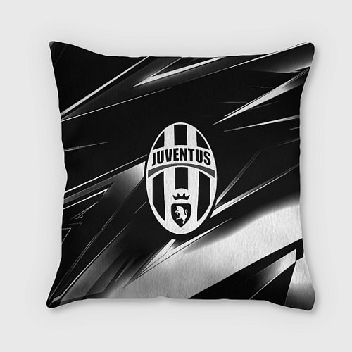 Подушка квадратная Juventus geometry stripes black / 3D-принт – фото 1