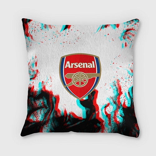 Подушка квадратная Arsenal огонь глитч / 3D-принт – фото 1