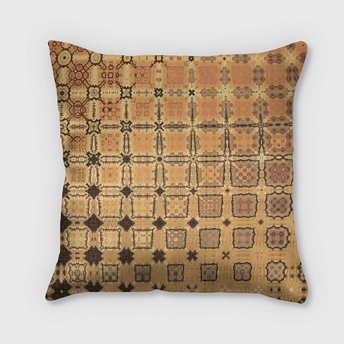 Подушка квадратная Абстрактный узор кремово-песочный / 3D-принт – фото 1