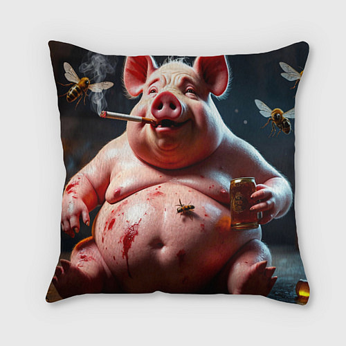 Подушка квадратная Свинья отдыхает / 3D-принт – фото 1
