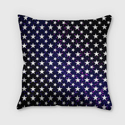 Подушка квадратная Паттерн со звёздами тёмно-синий, цвет: 3D-принт