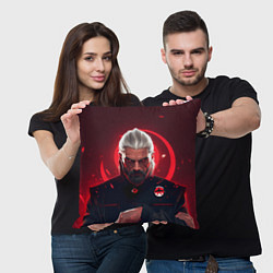 Подушка квадратная Ведьмак красные искры, цвет: 3D-принт — фото 2