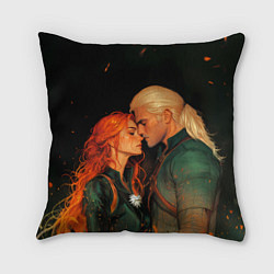 Подушка квадратная Влюбленные Геральт и Трисс, цвет: 3D-принт