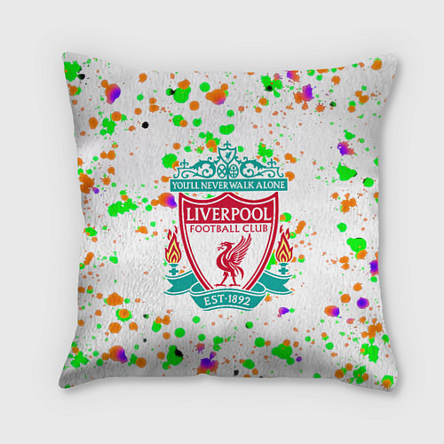 Подушка квадратная Liverpool брызги красок текстура / 3D-принт – фото 1