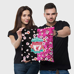 Подушка квадратная Liverpool весенние цветы, цвет: 3D-принт — фото 2