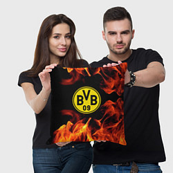 Подушка квадратная Borussia огонь текстура, цвет: 3D-принт — фото 2