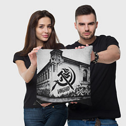 Подушка квадратная Серп и молот - авангард, цвет: 3D-принт — фото 2