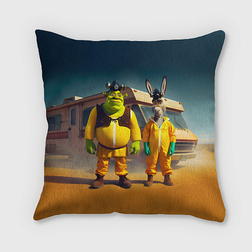 Подушка квадратная Шрек и Данки пустились во все тяжкие / 3D-принт – фото 1