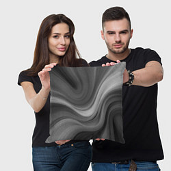 Подушка квадратная Серые волны абстракция однотонная, цвет: 3D-принт — фото 2