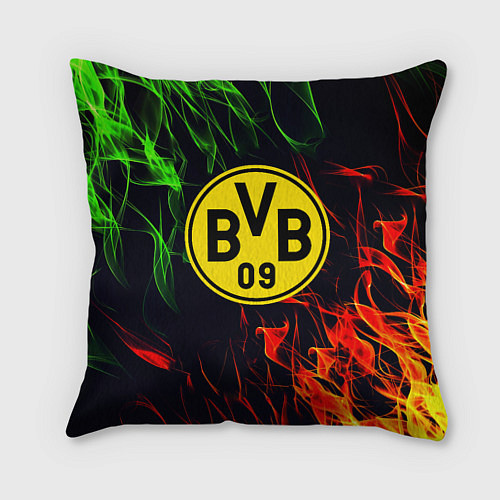 Подушка квадратная Borussia flame toxic / 3D-принт – фото 1