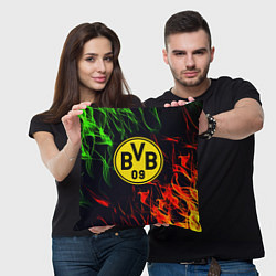 Подушка квадратная Borussia flame toxic, цвет: 3D-принт — фото 2