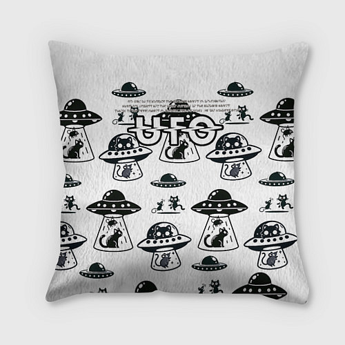 Подушка квадратная UFO и котики / 3D-принт – фото 1
