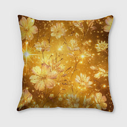 Подушка квадратная Цветочный золотой с искрами