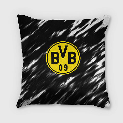 Подушка квадратная Borussia штрихи красок текстура / 3D-принт – фото 1