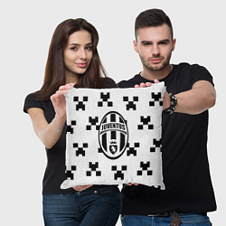 Подушка квадратная Juventus x minecraft pattern, цвет: 3D-принт — фото 2