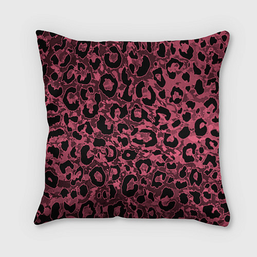 Подушка квадратная Тёмный пыльно-розовый стилизация под леопарда / 3D-принт – фото 1
