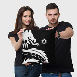 Подушка квадратная Borussia дракон белый, цвет: 3D-принт — фото 2