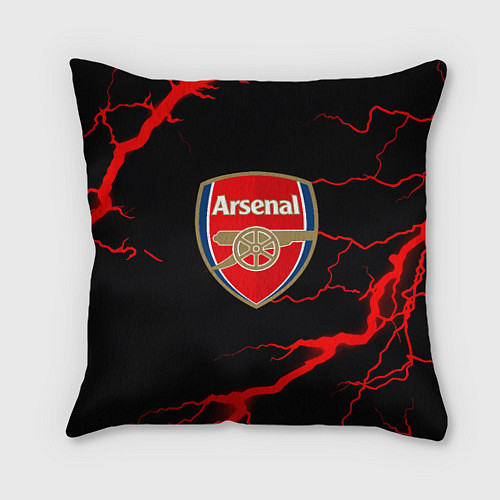 Подушка квадратная Arsenal красные молнии / 3D-принт – фото 1
