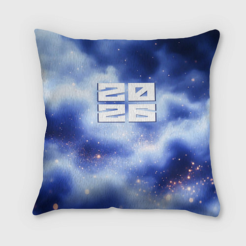 Подушка квадратная 2026 сине-голубая дымка / 3D-принт – фото 1