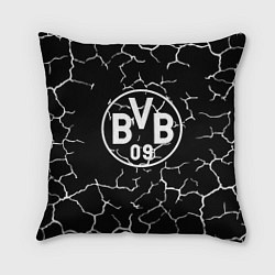 Подушка квадратная Borussia черно белые, цвет: 3D-принт