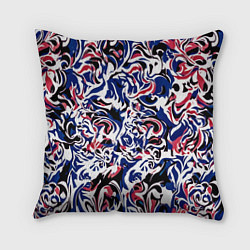 Подушка квадратная Абстрактный паттерн бело-сине-красный, цвет: 3D-принт