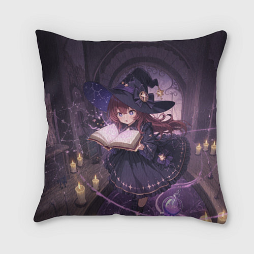 Подушка квадратная Аниме Ведьма Читает Книгу Заклинаний / 3D-принт – фото 1