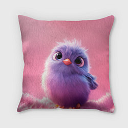 Подушка квадратная Милая фиолетовая птичка, цвет: 3D-принт