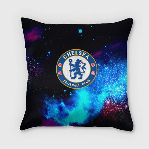 Подушка квадратная Челси неоновый космос / 3D-принт – фото 1
