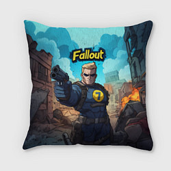 Подушка квадратная Fallout смотритель с пистолетом, цвет: 3D-принт