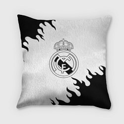 Подушка квадратная Реал Мадрид черный огонь