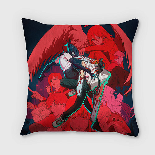 Подушка квадратная Битва с Резе Человек бензопила / 3D-принт – фото 1