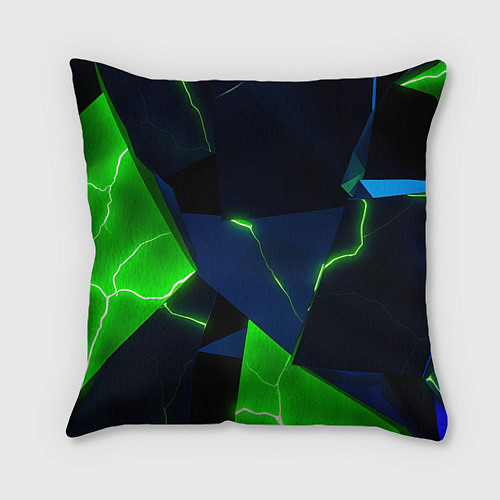 Подушка квадратная Neon tile green / 3D-принт – фото 1