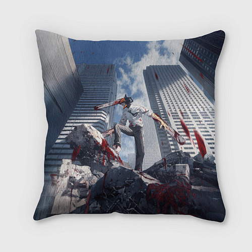 Подушка квадратная Denji in city Chainsaw man / 3D-принт – фото 1