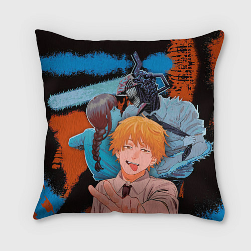 Подушка квадратная Дэндзи и Макима из Человек бензопила / 3D-принт – фото 1