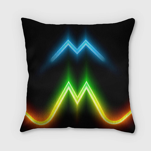 Подушка квадратная Neon multicolored lines / 3D-принт – фото 1