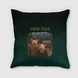 Подушка квадратная Twin Pigs пародия, цвет: 3D-принт