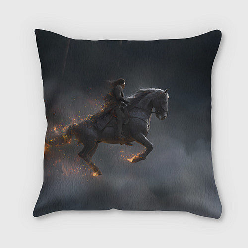 Подушка квадратная Летящая лошадь с искрами / 3D-принт – фото 1