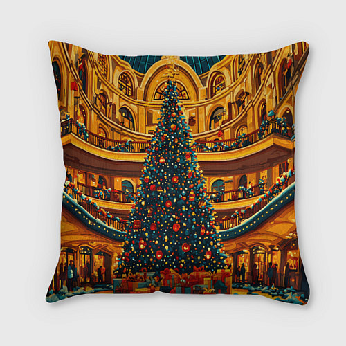 Подушка квадратная Московская новогодняя елка / 3D-принт – фото 1