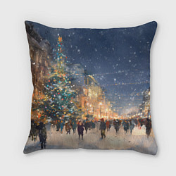 Подушка квадратная Новый год в Москве новогодняя елка