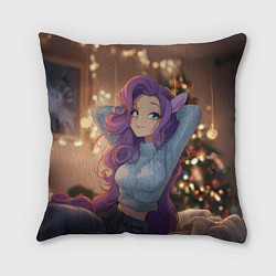 Подушка квадратная Девушка в образе лошадки на новый год, цвет: 3D-принт