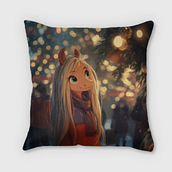 Подушка квадратная Новогодняя лошадка